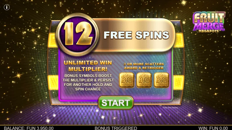 Fruit Merge Megapots - Free Spins aktiveret