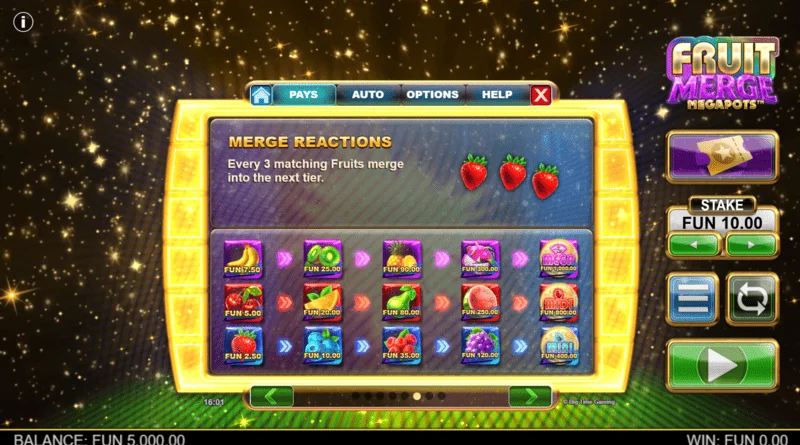 Fruit Merge Megapots - fusion af frugterne i Hold and Spin