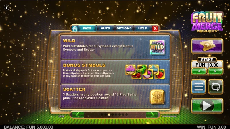 Fruit Merge Megapots - symbol- og ædelstensgitter